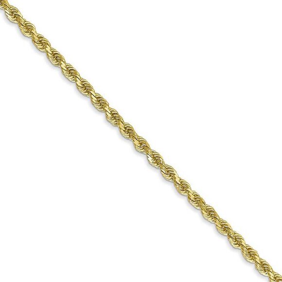 2.5mm 10k Yellow Gold Solid Diamond Cut Rope Chain Necklace 18 Inch